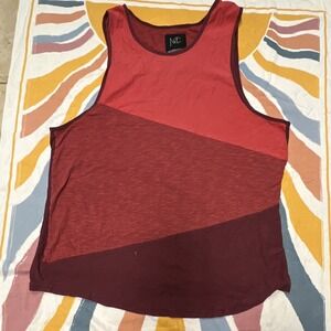 MC Men's M Red/Burgundy Colorblock Scoop Neck Sleeveless Tank Polyester Gym